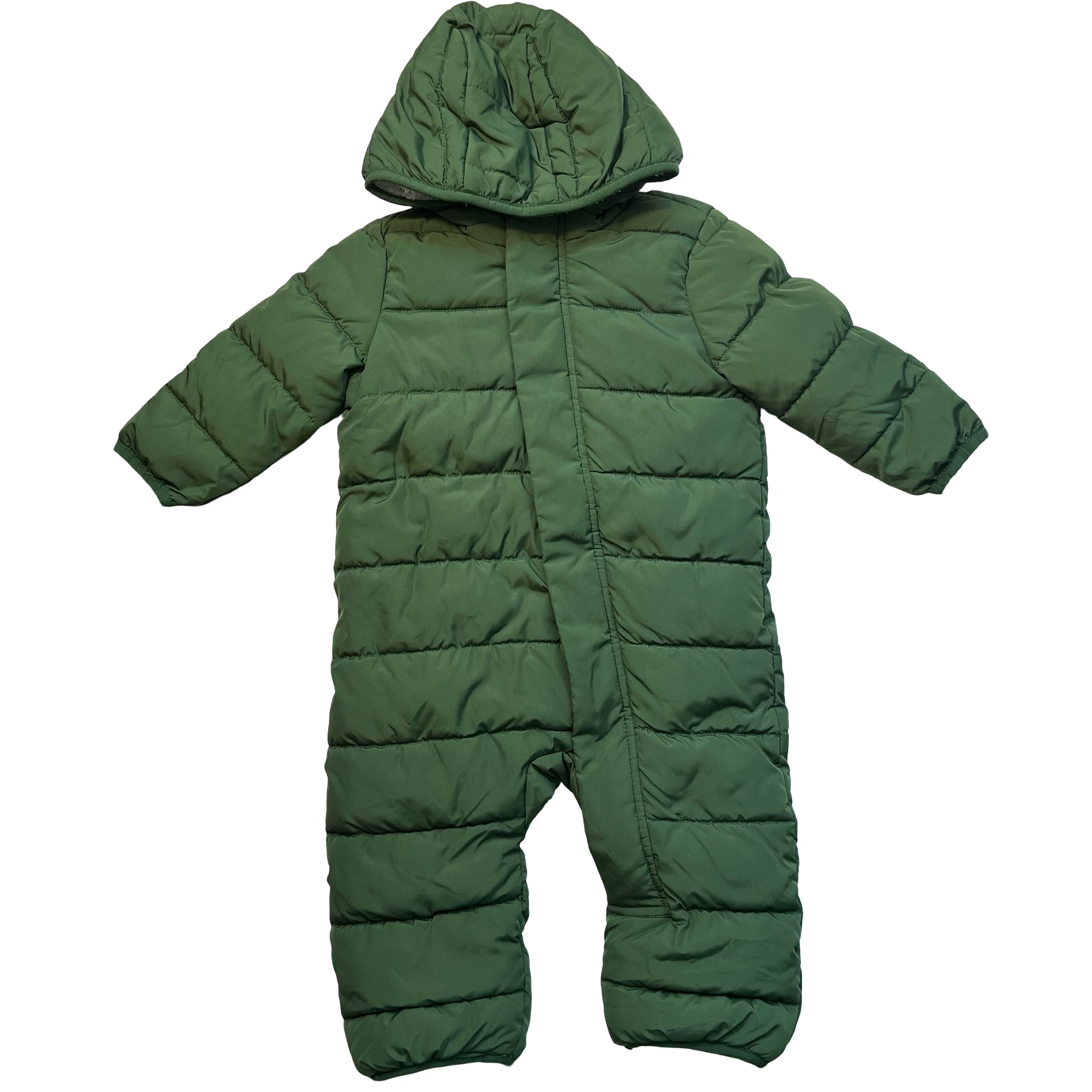 Primary Green Hooded Puffer Snowsuit Bunting - Size 6-12 Mo
