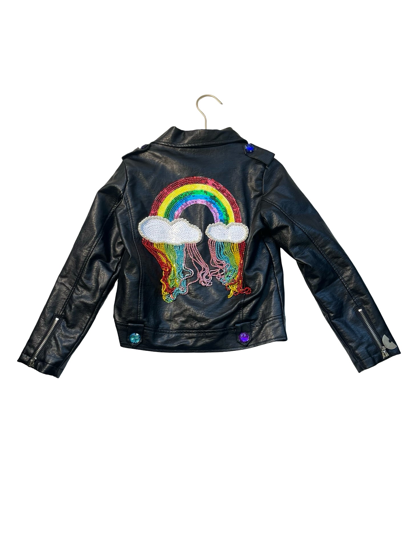 Lola & The Boys Lined Faux Leather Rainbow Jacket - 8 (Note: Cuff Charm Missing)