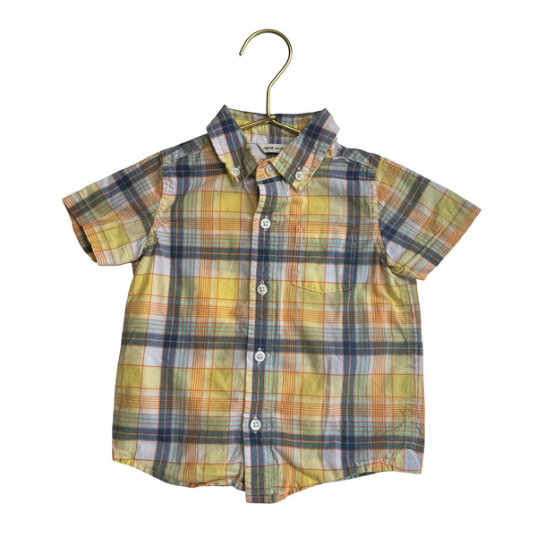 Janie and Jack Yellow Plaid Button Down Shirt - Size 18-24 Mo