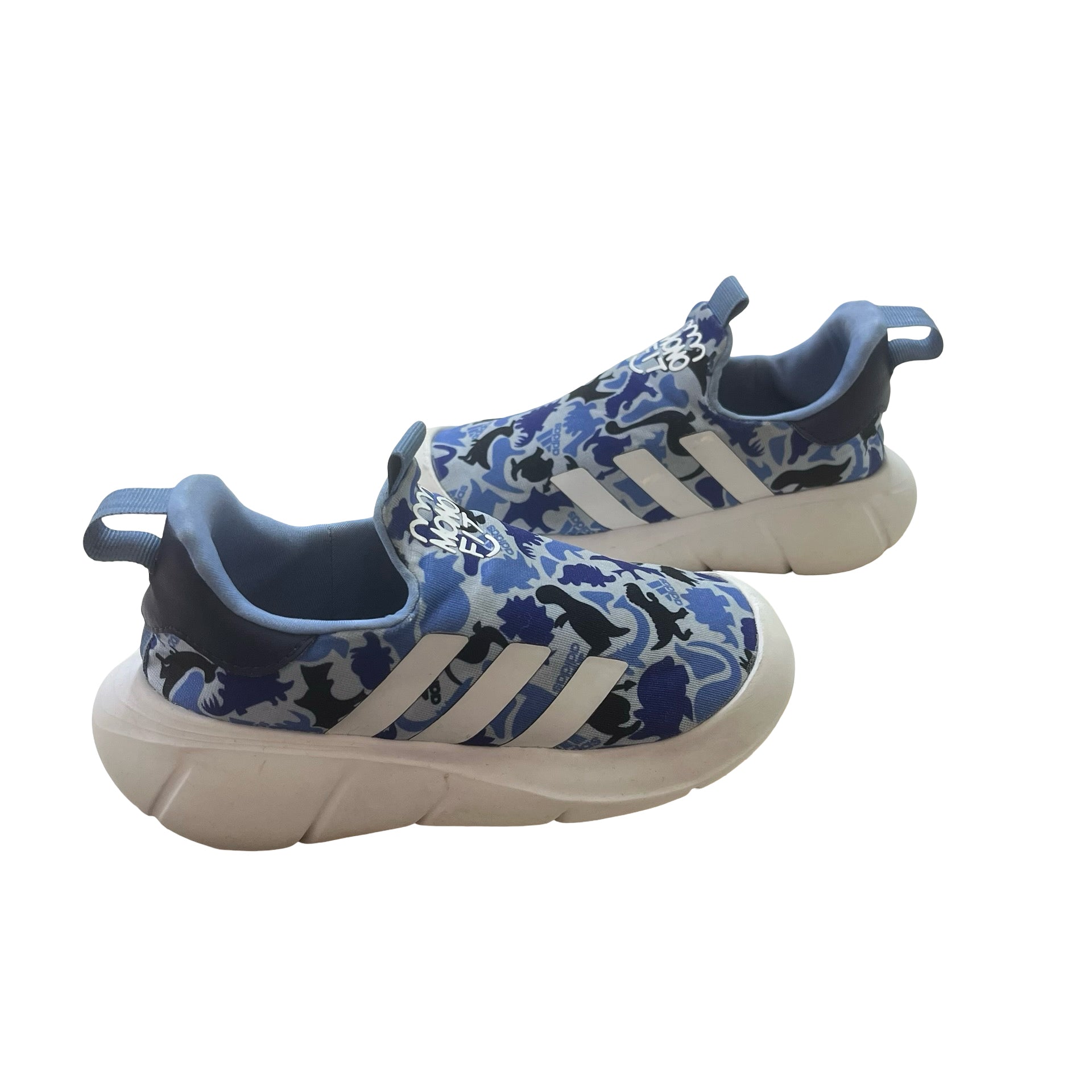 Adidas Mono Fit Blue Dino Camouflage Sneakers - Size 8.5K