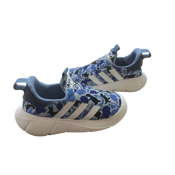 Adidas Mono Fit Blue Dino Camouflage Sneakers - Size 8.5K