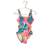 Cat & Jack Colorful Tropical Leaf Print Side Cut-Out Swim Suit - Size 4T