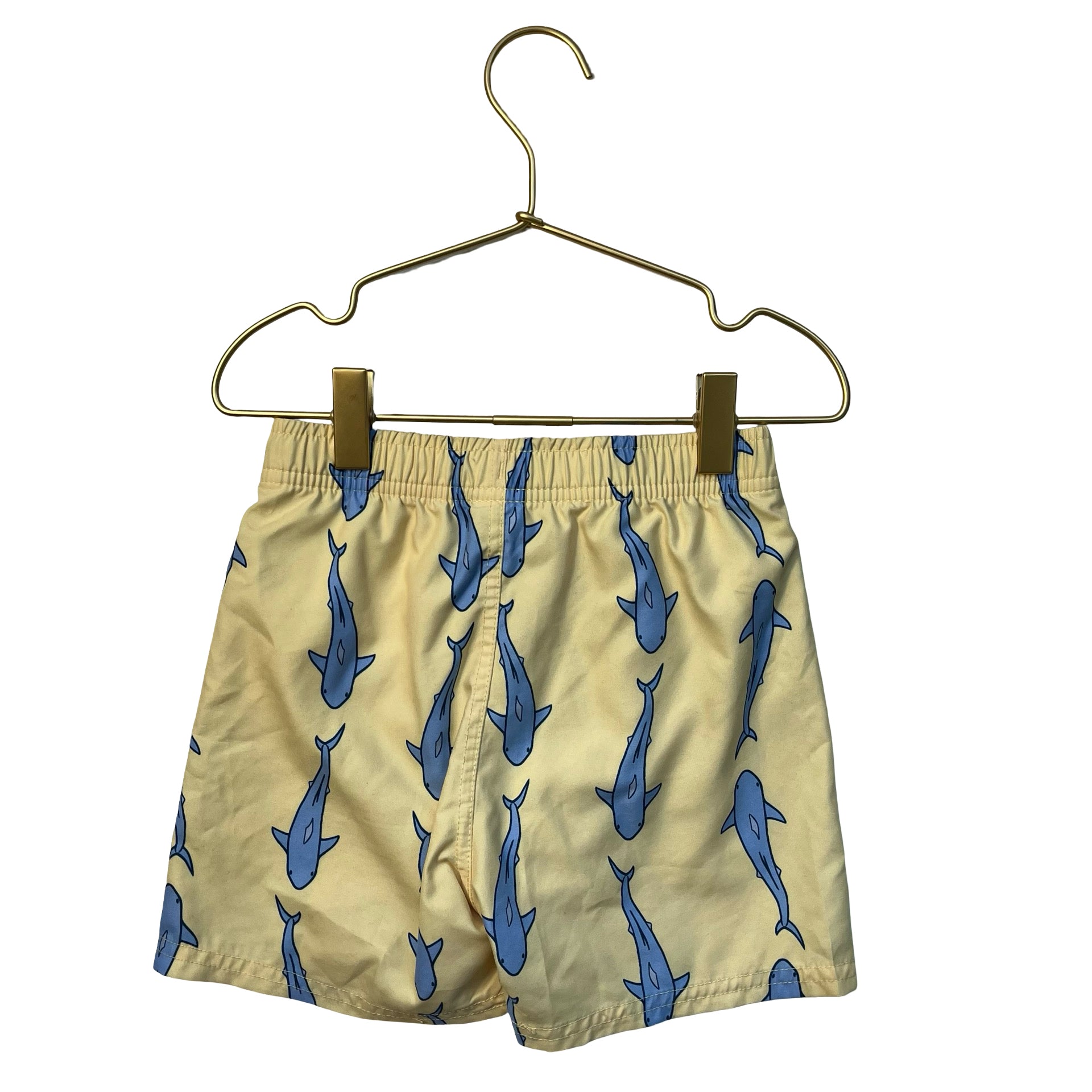 Rugged Butts Yellow & Blue Shark Print Swim Shorts - Size 4T