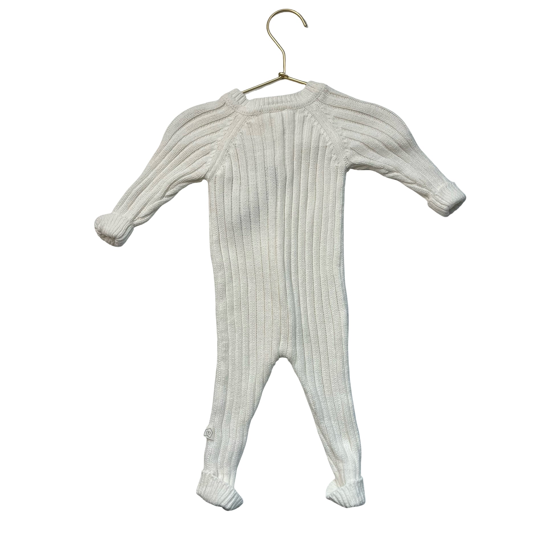 Snug Ivory Ribbed Cotton Knit One-Piece - Size 0-3 Mo