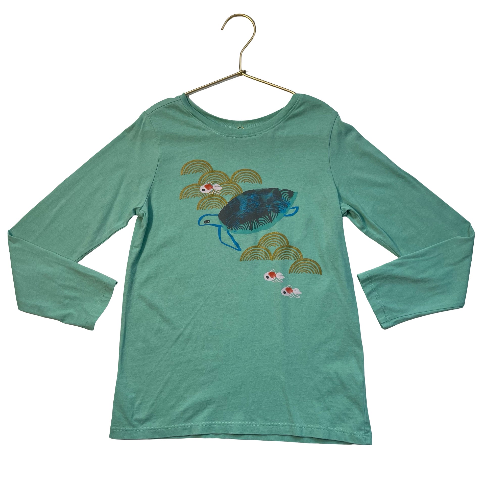 Tea Collection Teal Turtle & Fish Graphic Shirt - Size 8