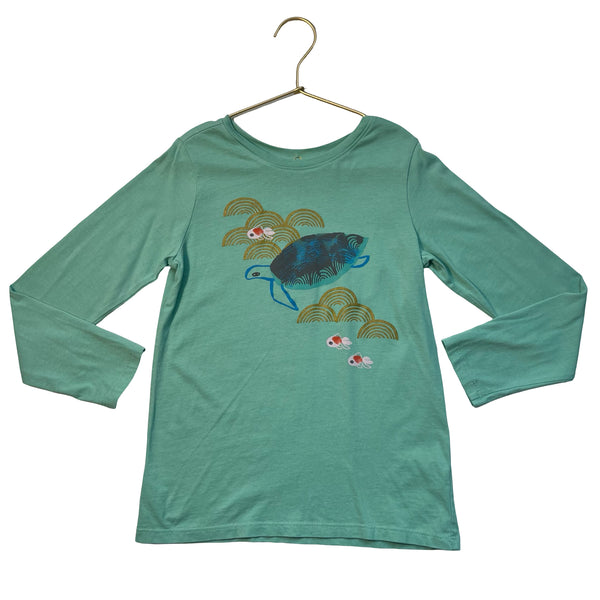 Tea Collection Teal Turtle & Fish Graphic Shirt - Size 8