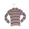 Mayoral Ivory, Tan, Brown, Pink Striped Knit Ribbed Mock Neck Shirt - Size 5