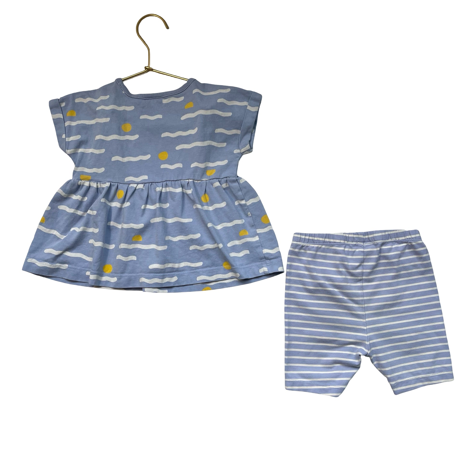 Hanna Andersson Lavender Print Top & Striped Shorts Set - Size 2T