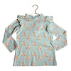 Kate Quinn Teal Ice-Skate Print Ruffle Shirt - Size 5Y