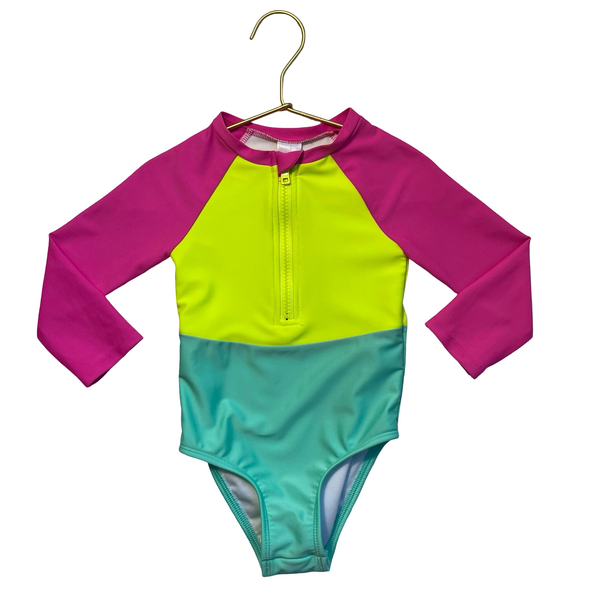 Cat & Jack Teal, Neon & Pink Swim Suit - Size 2T