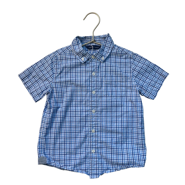 Janie and Jack Blue & White Check Button Down Shirt - Size 4