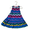 Mini Boden Blue & Rainbow Wavy Striped Dress - Size 4-5