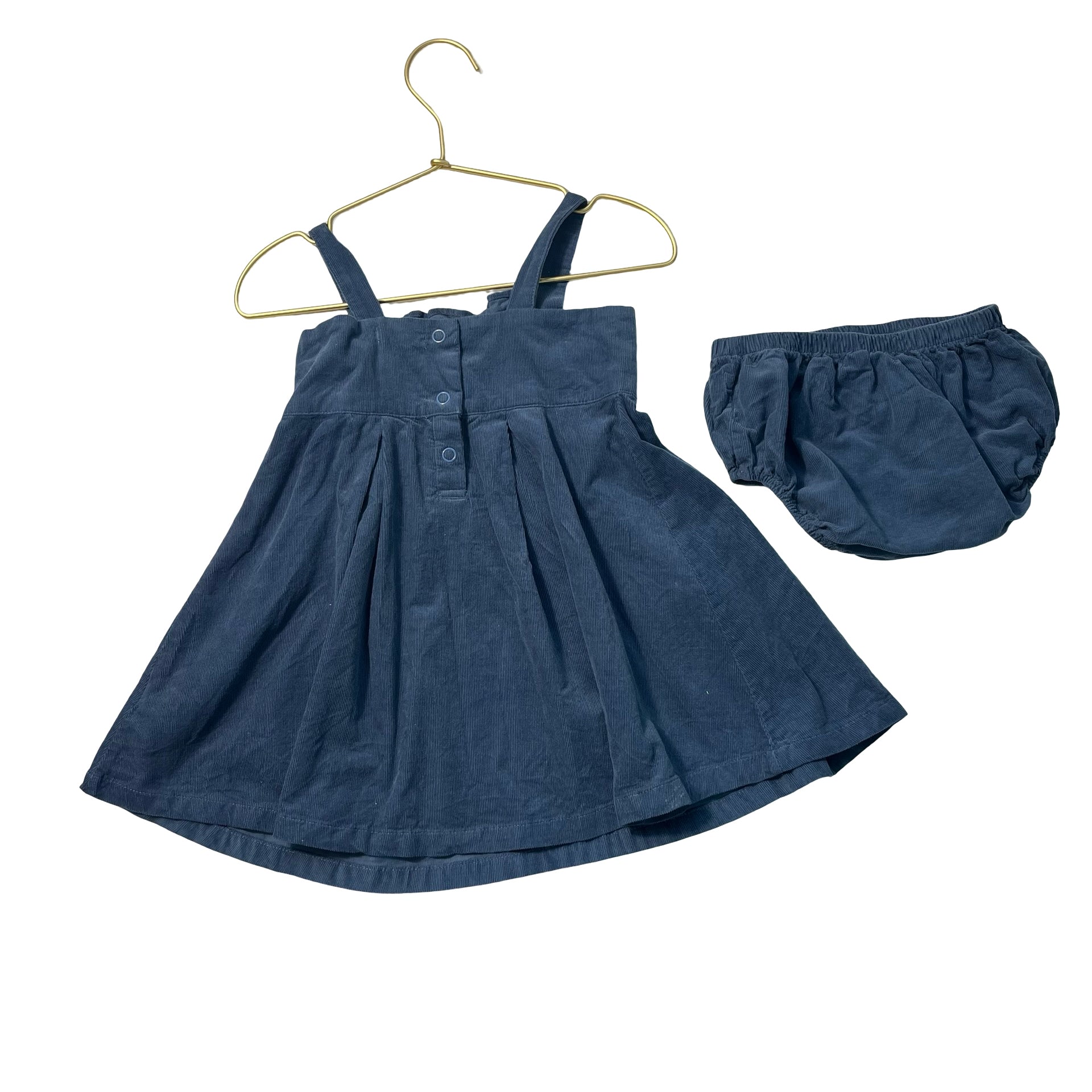 Angel Dear Blue Corduroy Overall Dress & Bloomers - Size 18-24 Mo