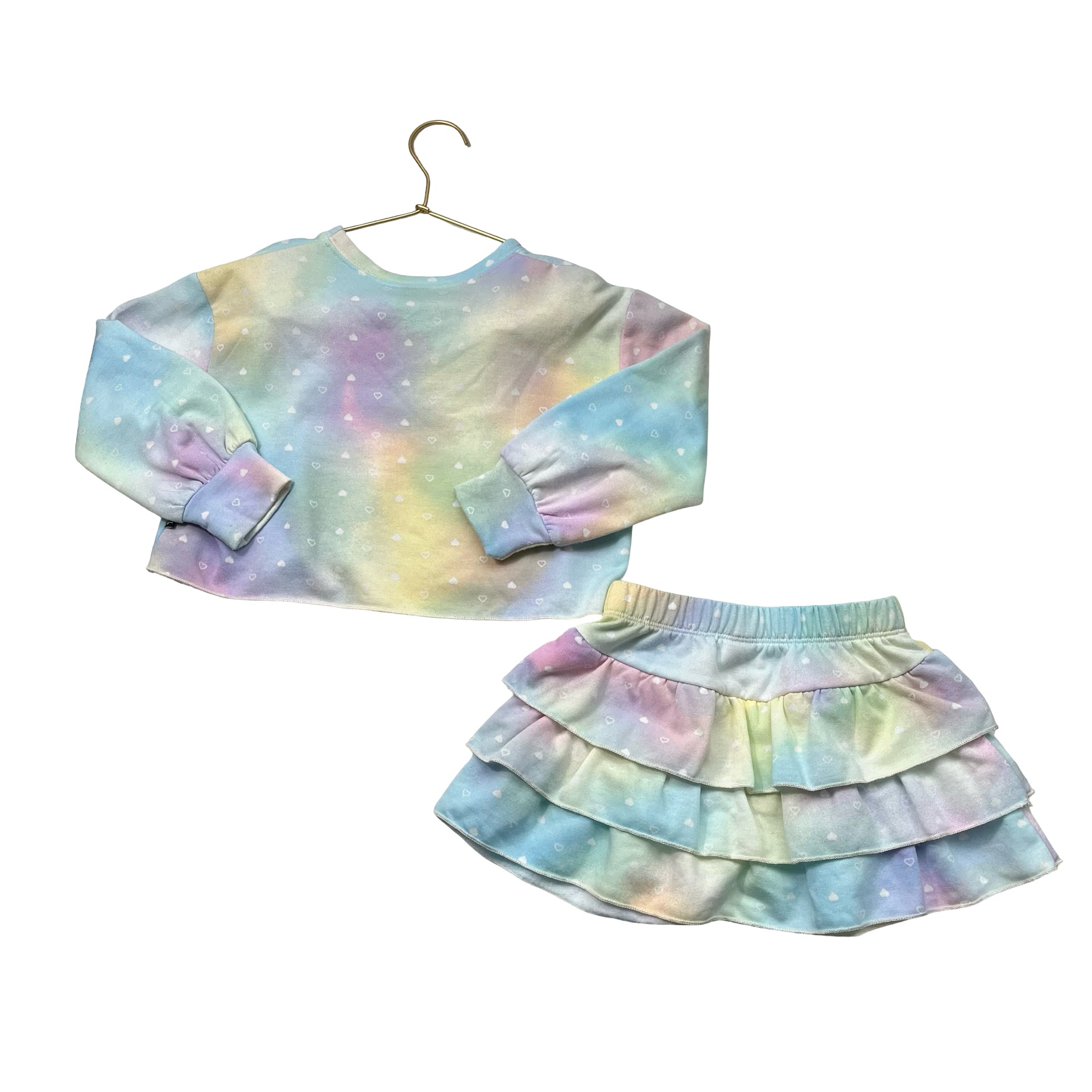 Pixie Lane Pastel Ombre Heart Sweatshirt & Skirt Set - Size 5