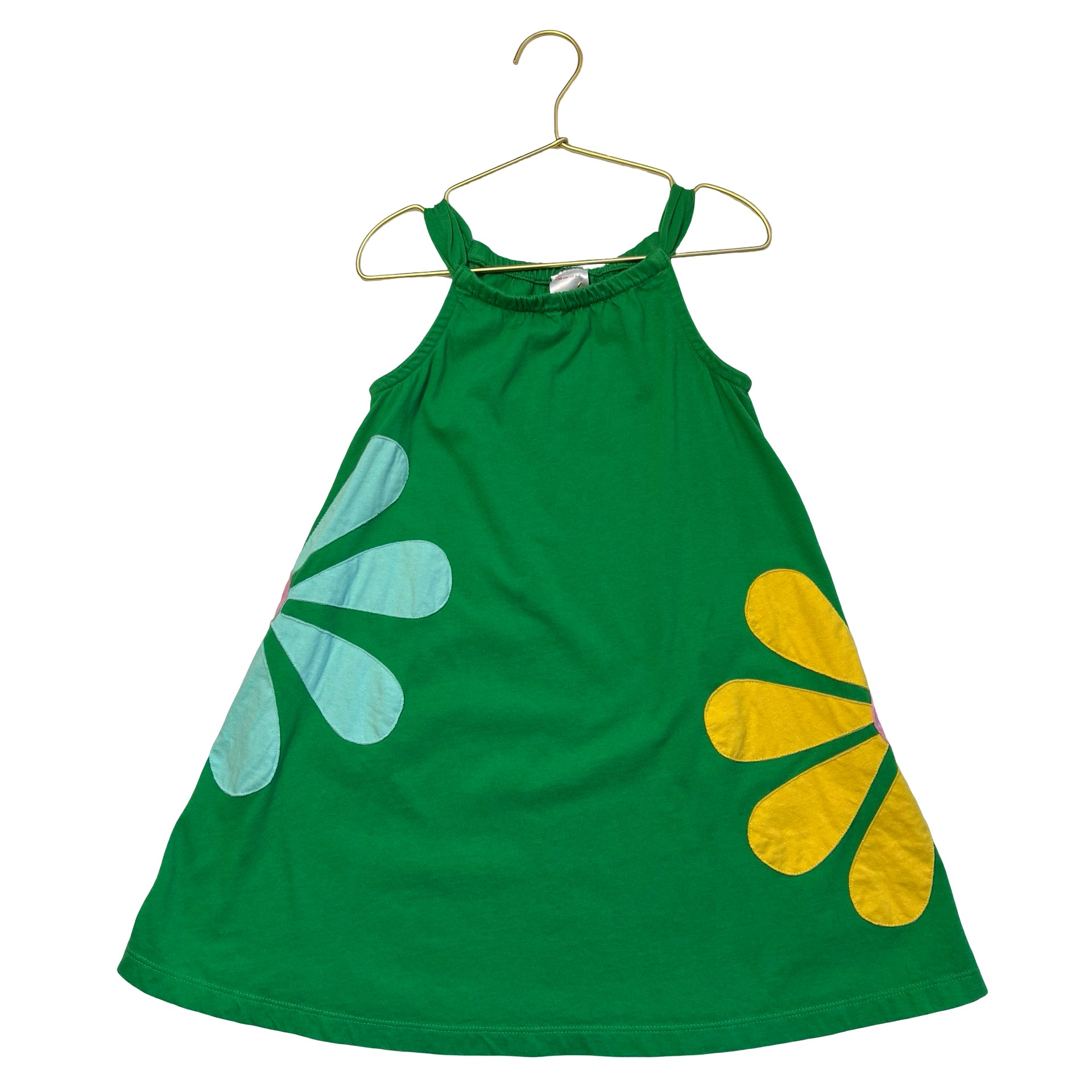 Hanna Andersson Green Flower Applique Dress - Size 6-7