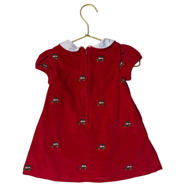 Classic Prep Childrenswear Red Corduroy Christmas Tree Dress - 12-18 Mo