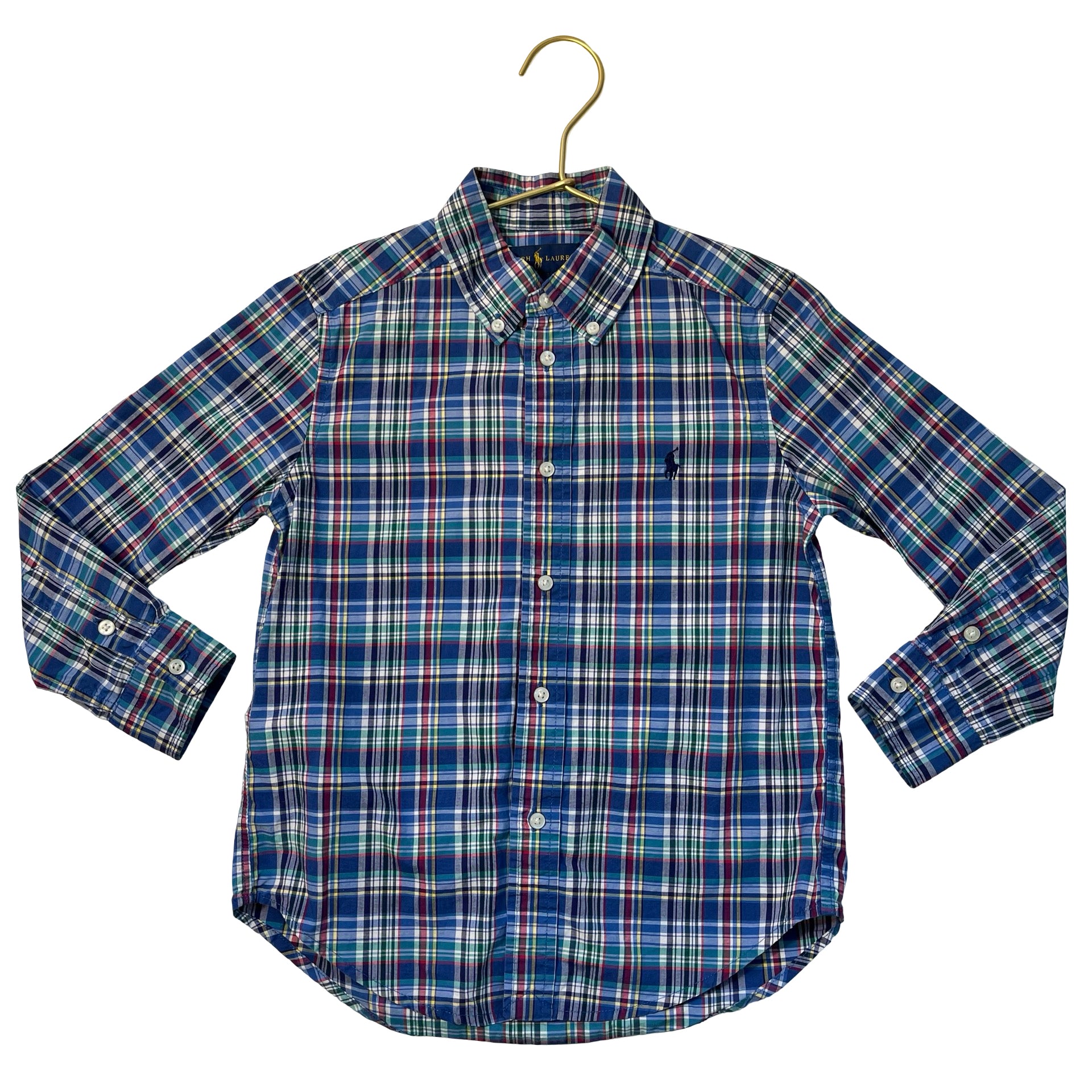 Polo Ralph Lauren Blue Plaid Button Down Shirt - Size 5