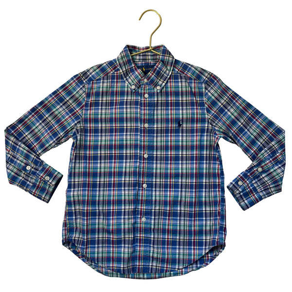 Polo Ralph Lauren Blue Plaid Button Down Shirt - Size 5