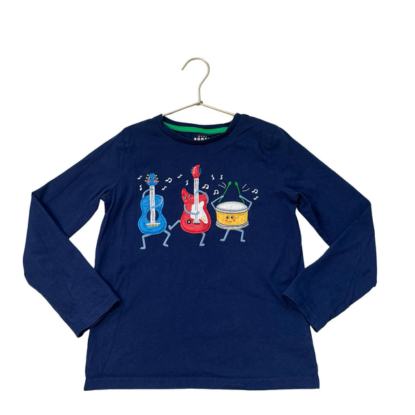 Mini Boden Navy Instrument Applique Shirt - Size 9-10