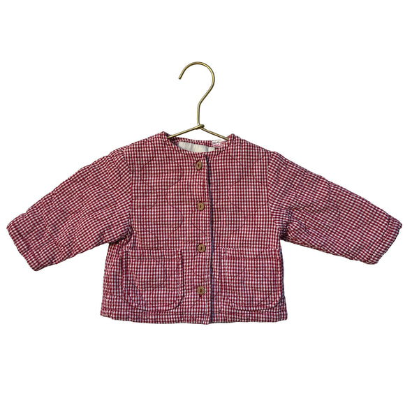 Zara Red Check Quilted Jacket - Size 3-6 Mo