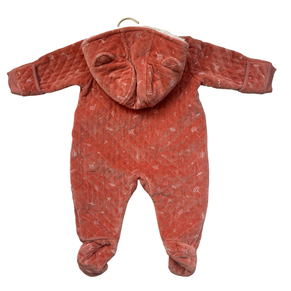 Nordstrom Peach Floral Velour Quilted Bunting - Size 6 Mo