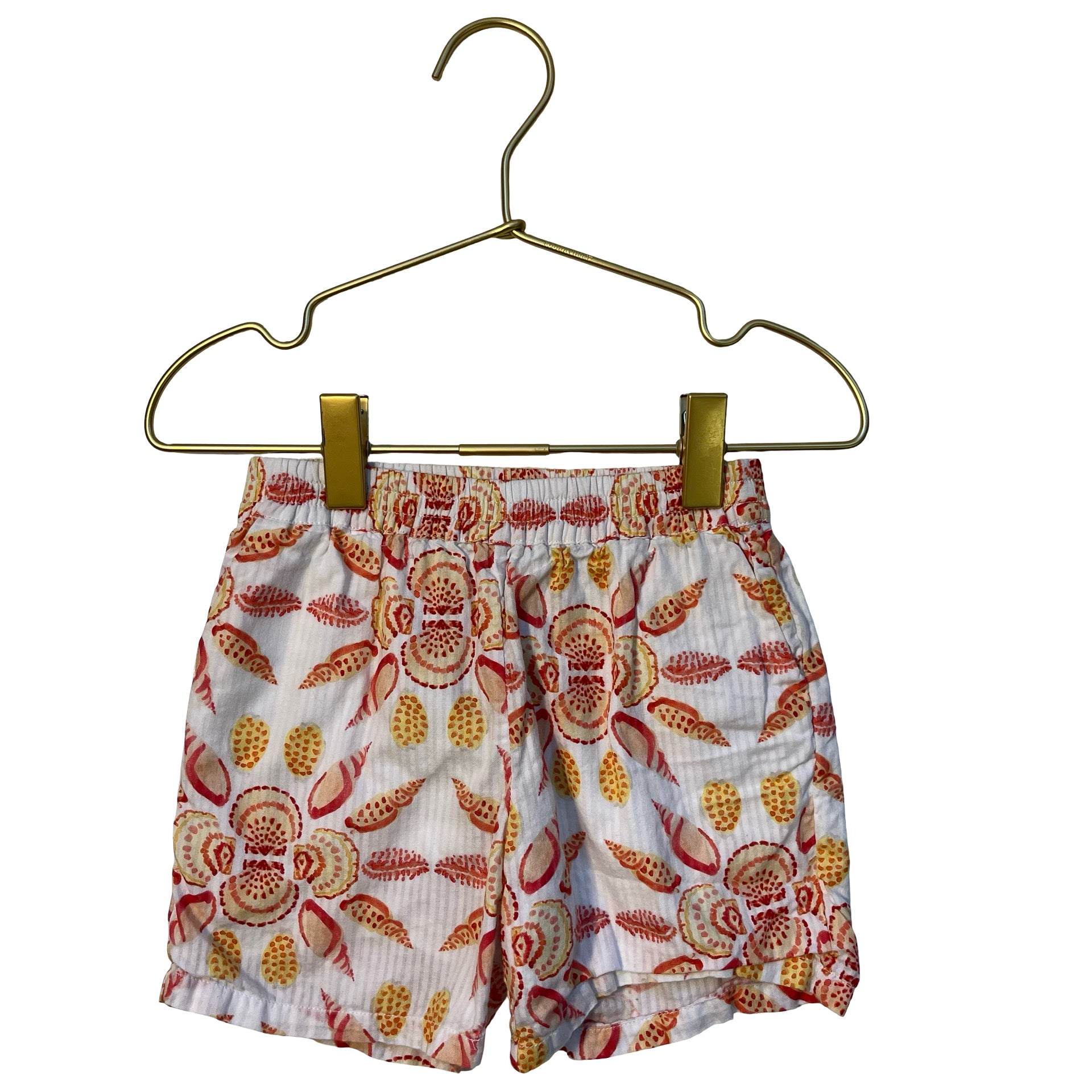 Hill House Ivory, Coral, Yellow Shell Print Shorts - Size 2Y