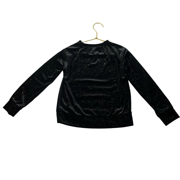 Crewcuts Black Velvet & Gold Sparkle Top - Size S 6-7