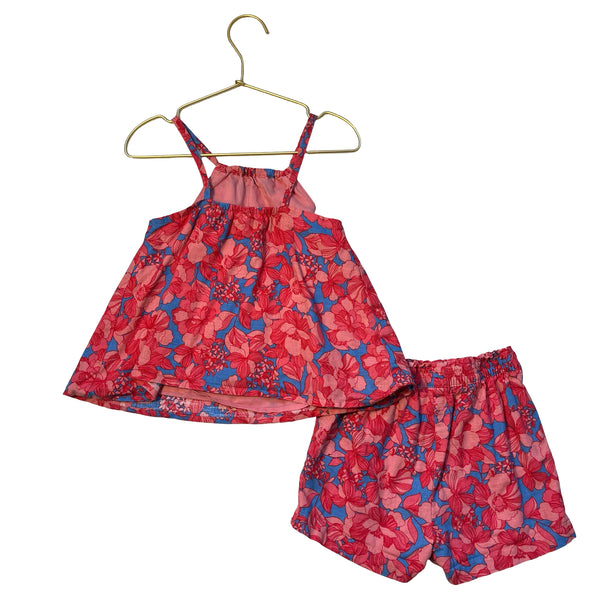 Baby Gap Pink & Blue Floral Linen-Cotton Tank & Shorts Set - Size 5