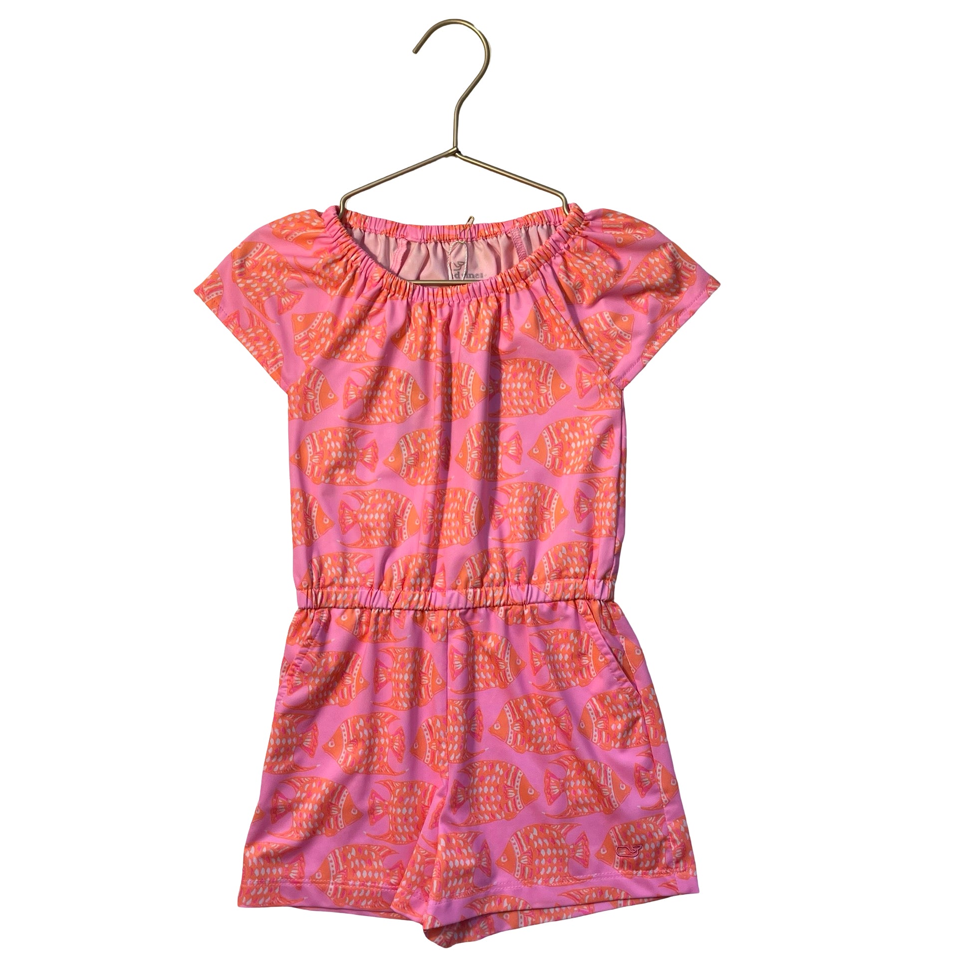 Vineyard Vines Performance Pink & Orange Fish Print Romper - Size 3