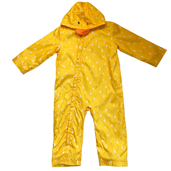 M&S Fleece-Lined Yellow Print Hooded Rain Suit - Size 24 Mo