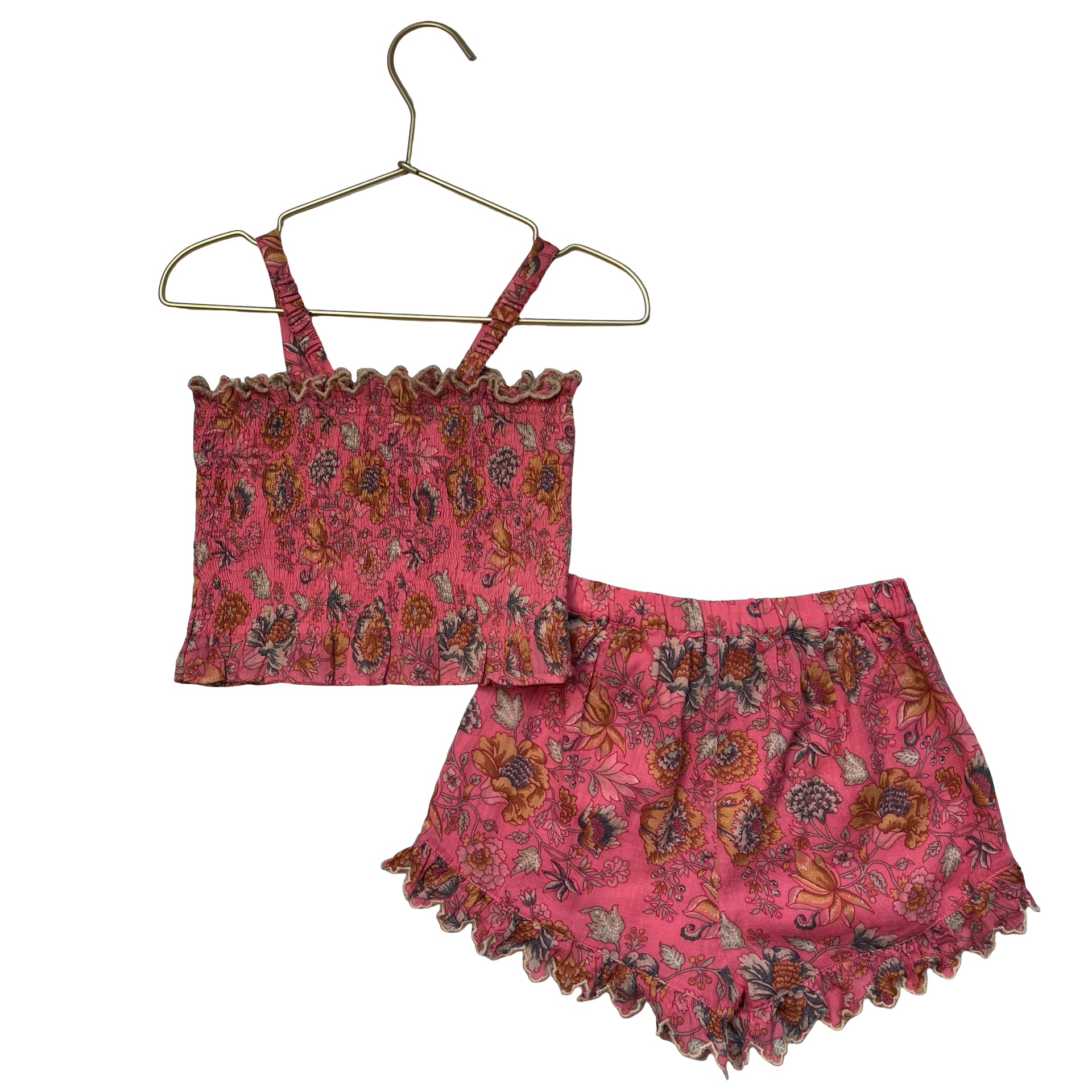 Louise Misha Pink Foral Shorts & Smocked Tank Set - Size 4Y