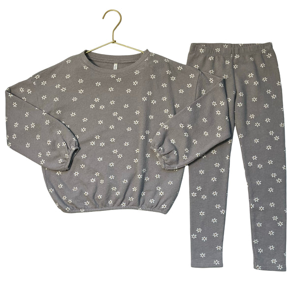 Rylee & Cru Gray Flower Print Top & Leggings Set - Size 6-7Y