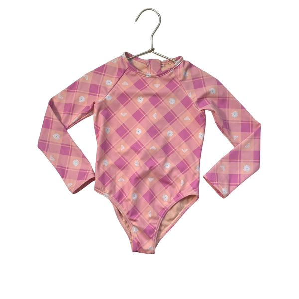 Roxy Peach & Purple Plaid Swim Suit - Size 4