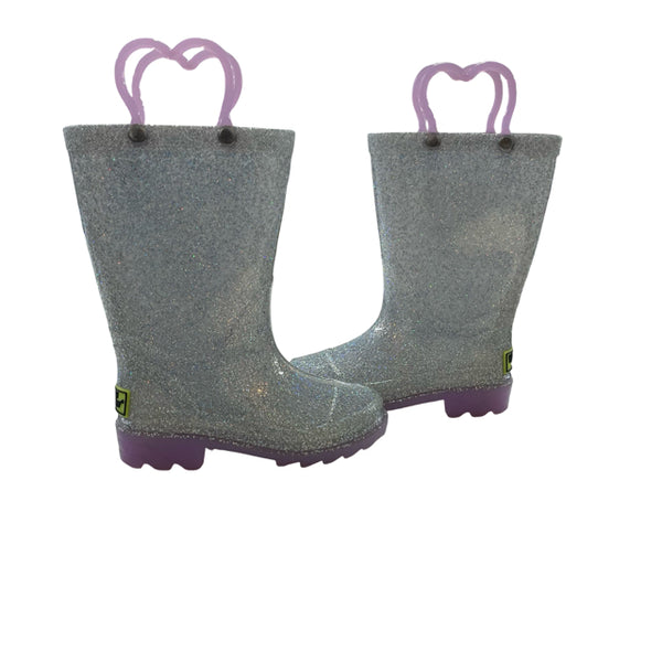 Western Chief Silver Glitter Light-Up Rain Boots - Size 7