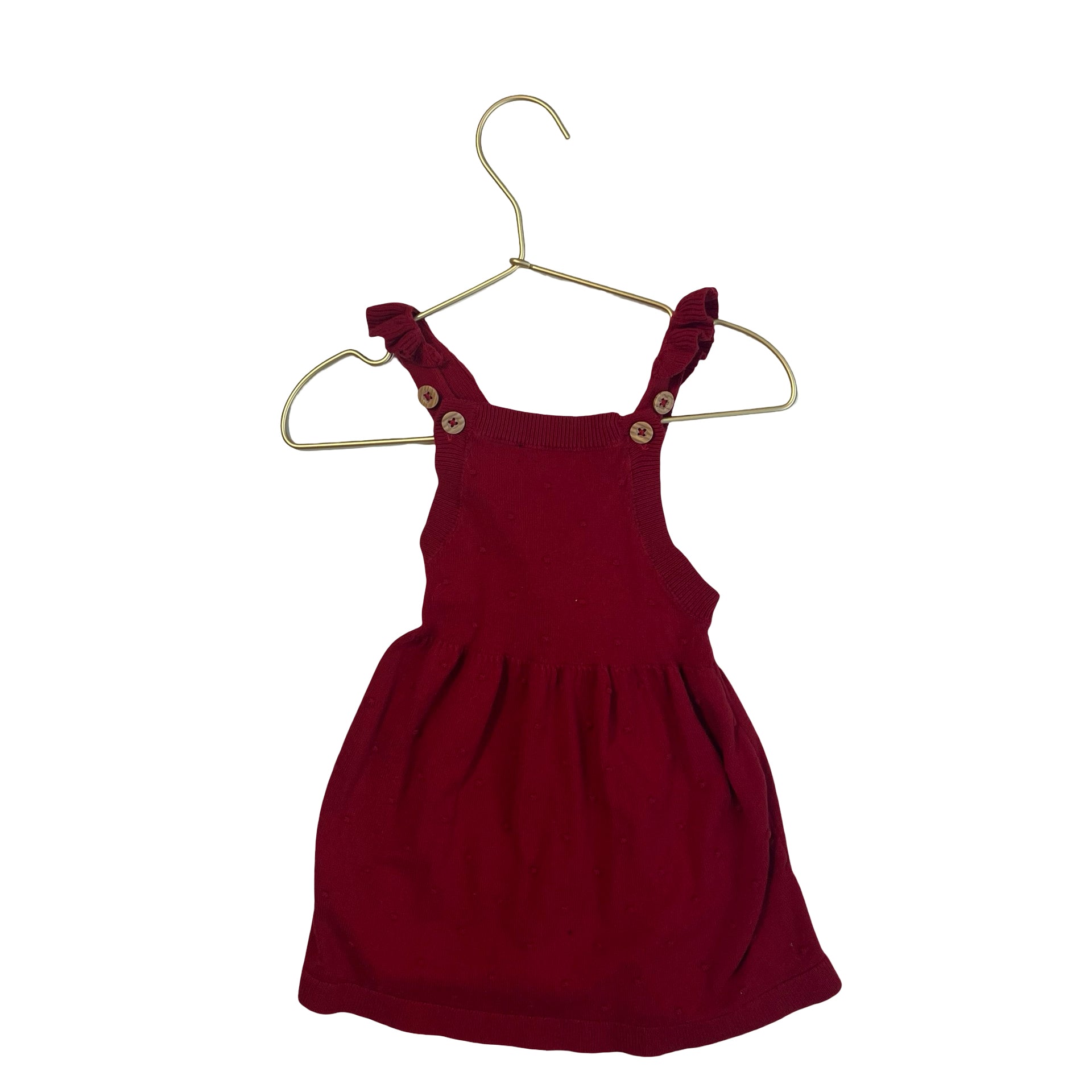 Carter's Red Cotton Knit Overall Dress - Size 18 Mo
