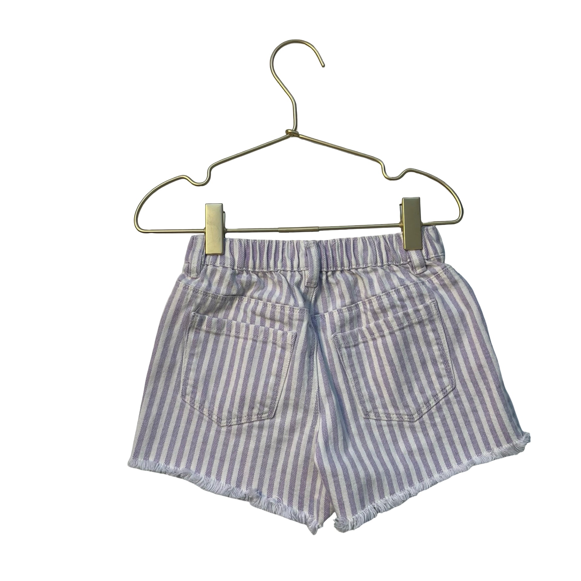 Zara Purple & Ivory Striped Denim Shorts - Size 6
