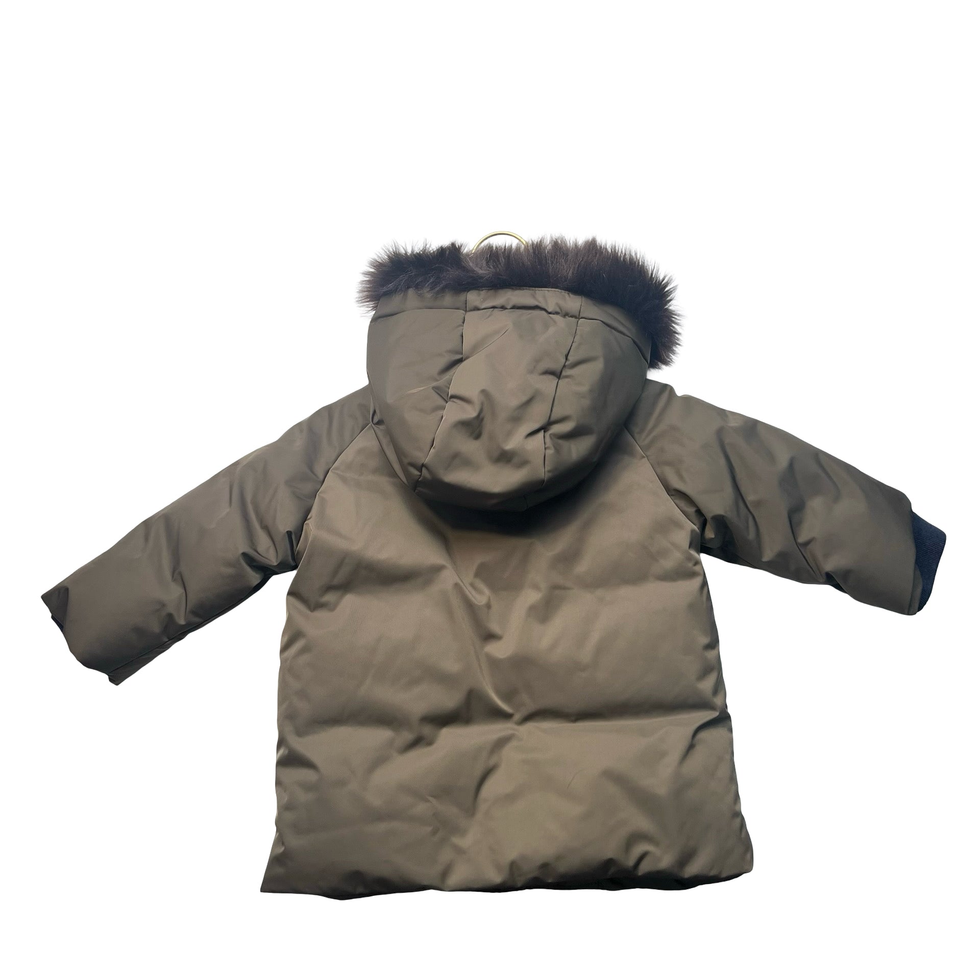 Jacadi Olive Green Fur Trim Hooded Jacket - Size 18 Mo