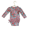 Ruffle Butts Light Blue & Pink Flamingo Print Swim Suit - Size 12-18 Mo