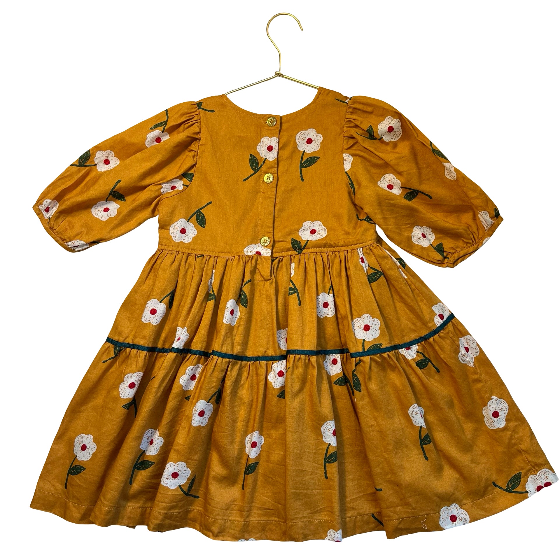 Pink Chicken Marigold Flower Print Dress - Size 6Y