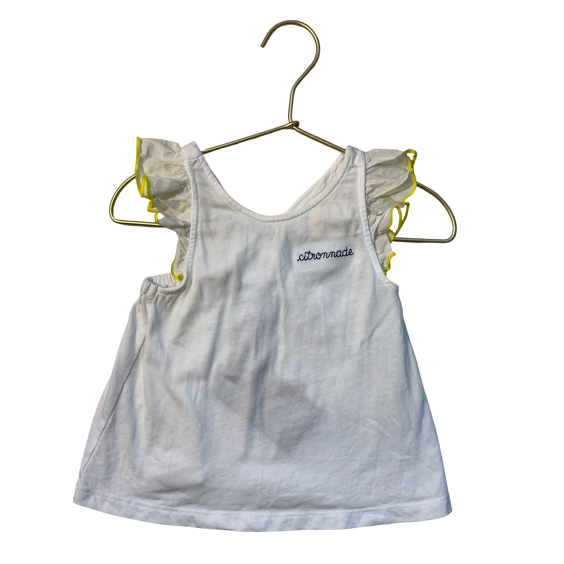 Jacadi White & Yellow Trim 'Citronmade' Tank - Size 3A
