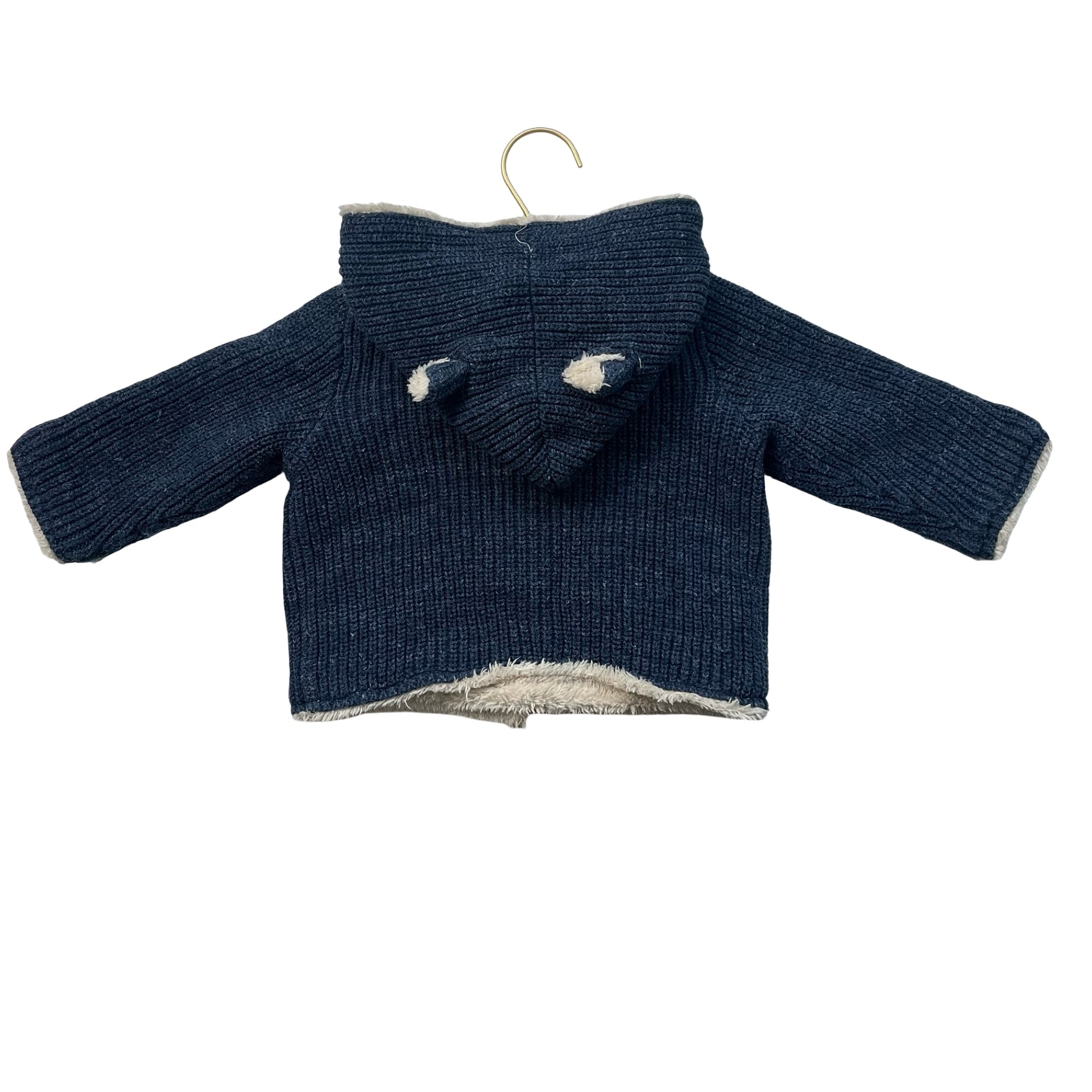 Baby Gap Sherpa-Lined Navy Hooded Cardigan Sweater - Size 12-18 Mo