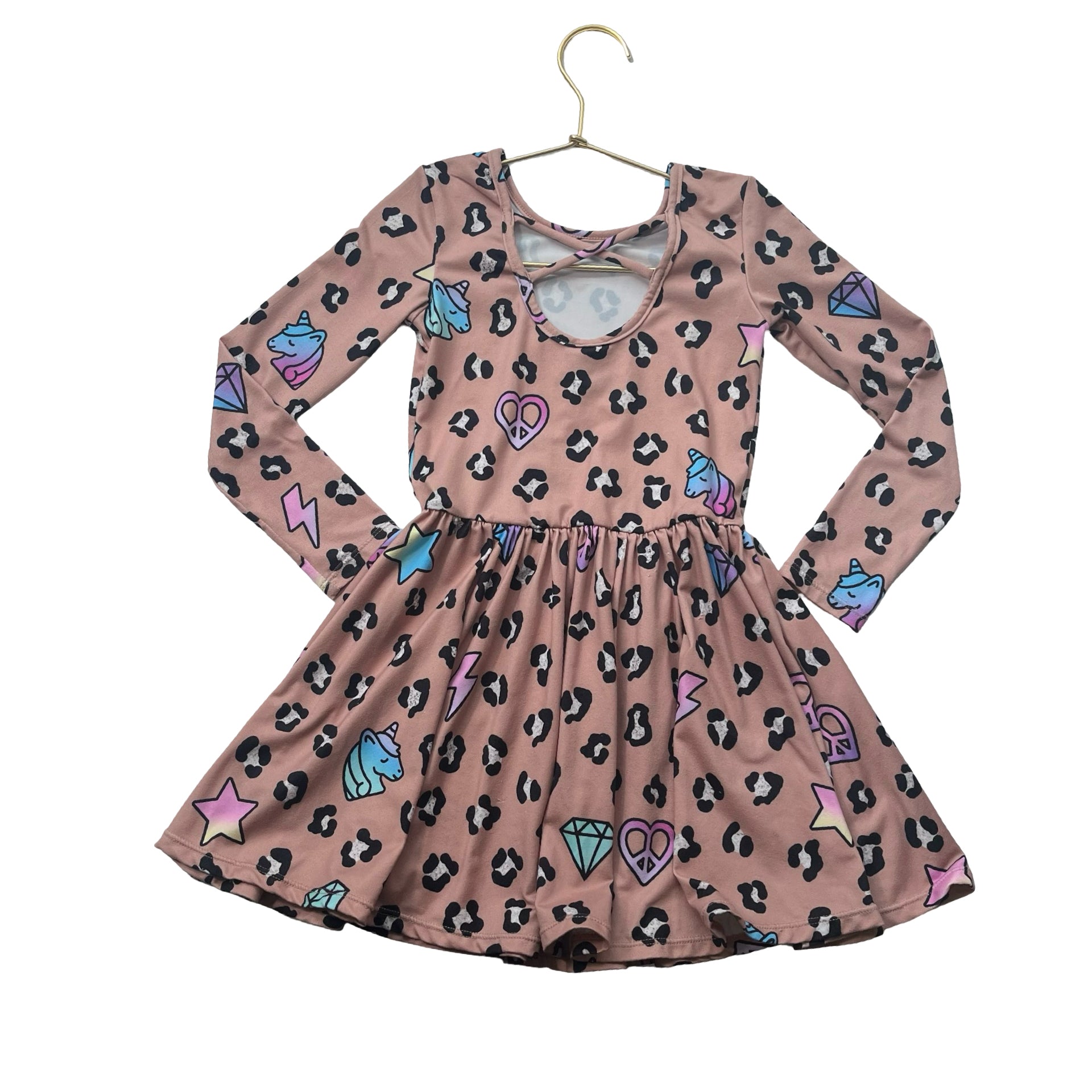 Pixie Lane Tan Leopard & Symbol Print Dress - Size 5