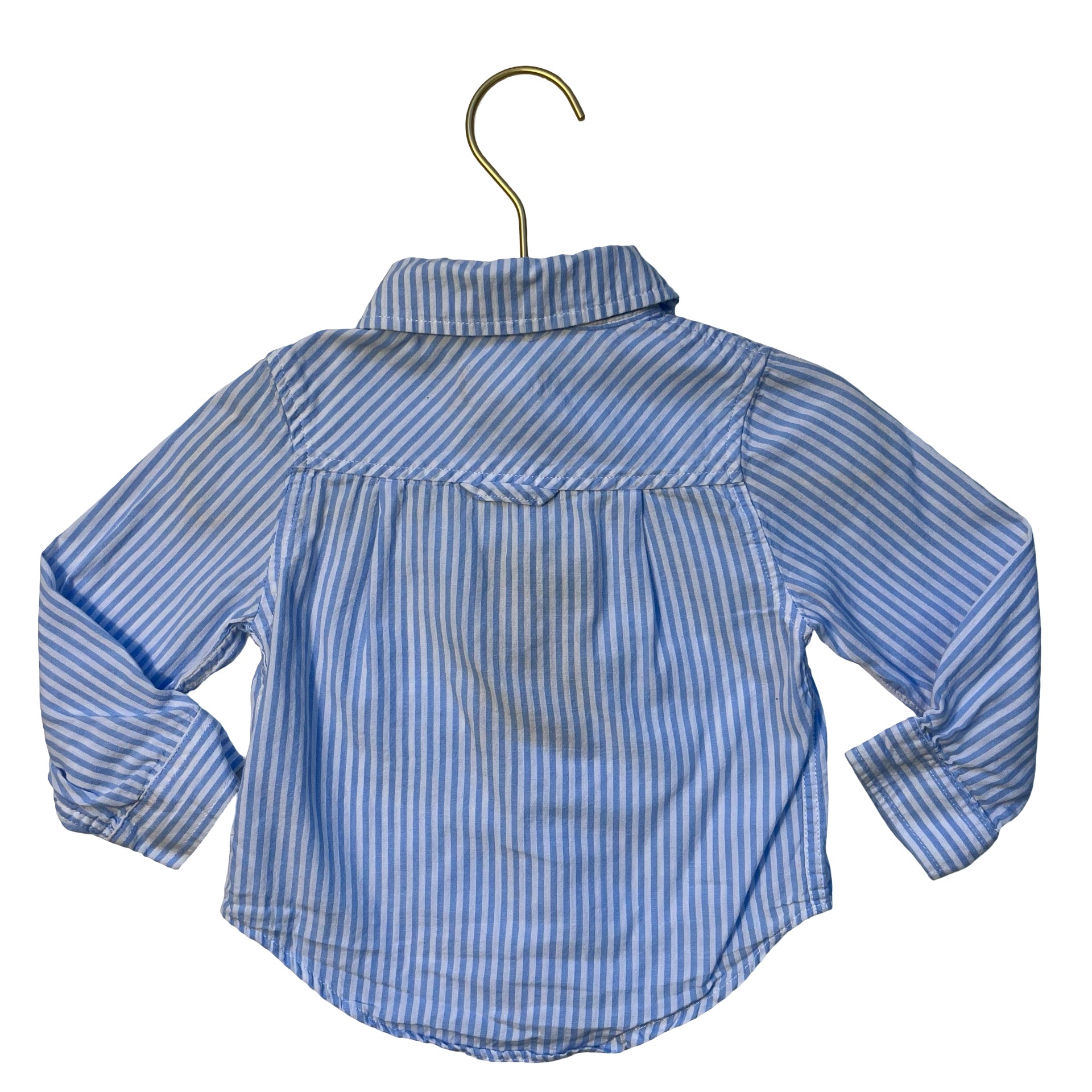 Egg Light Blue & White Striped Button Down Shirt - Size 12 Mo