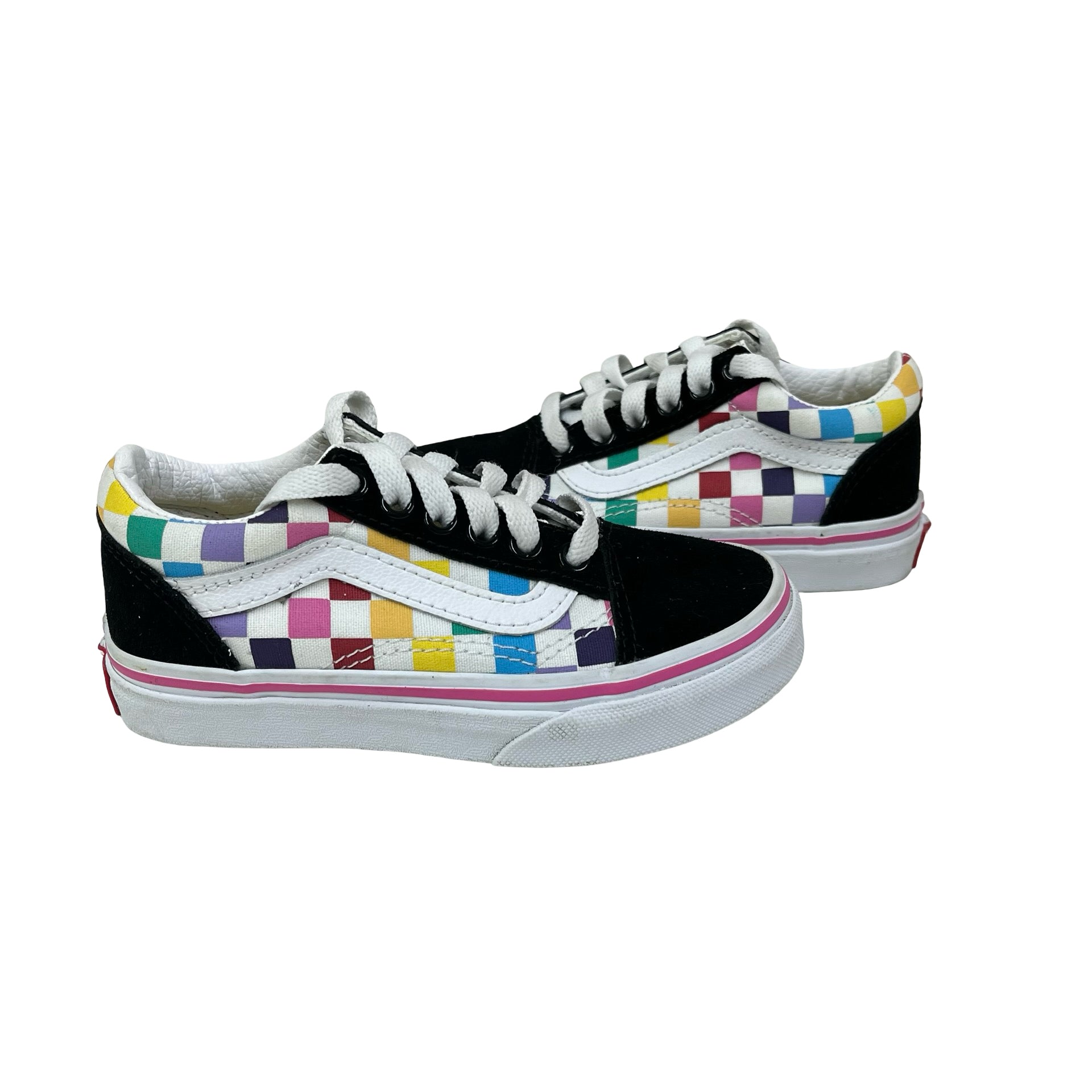 Vans Black & Rainbow Check Sneakers - Size 10.5