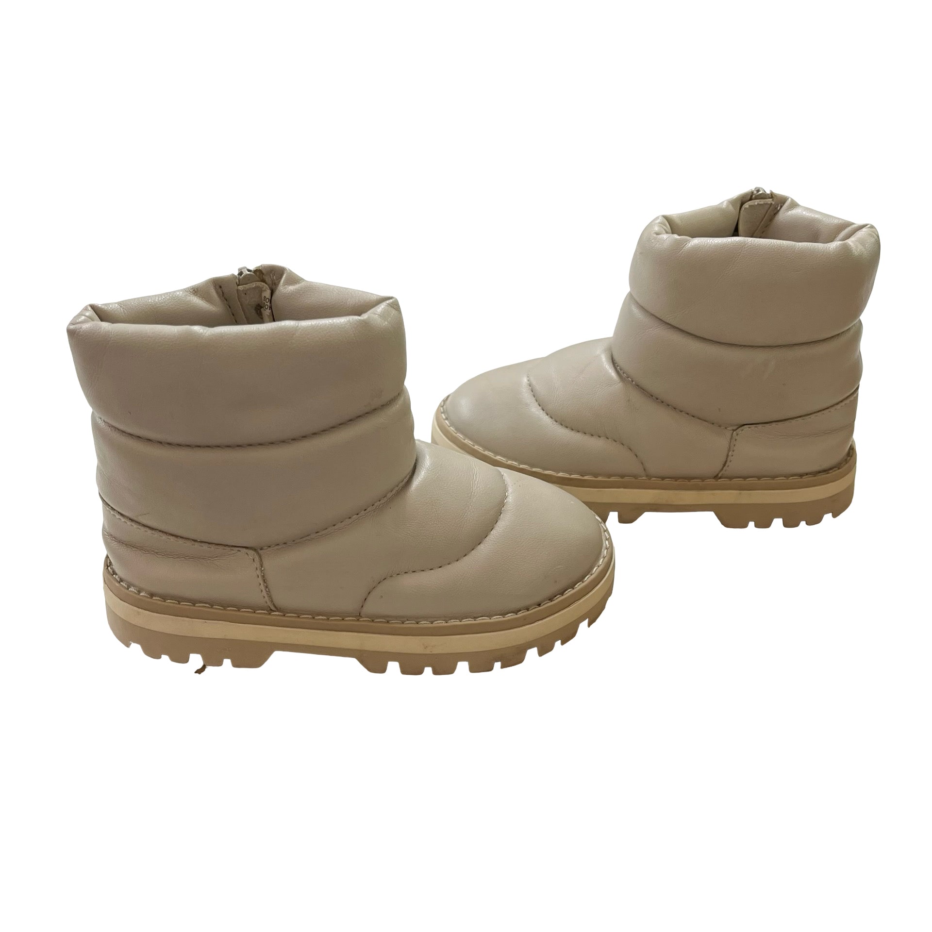 Zara Ivory Faux Leather Puffer Boots - Size 25 (9)