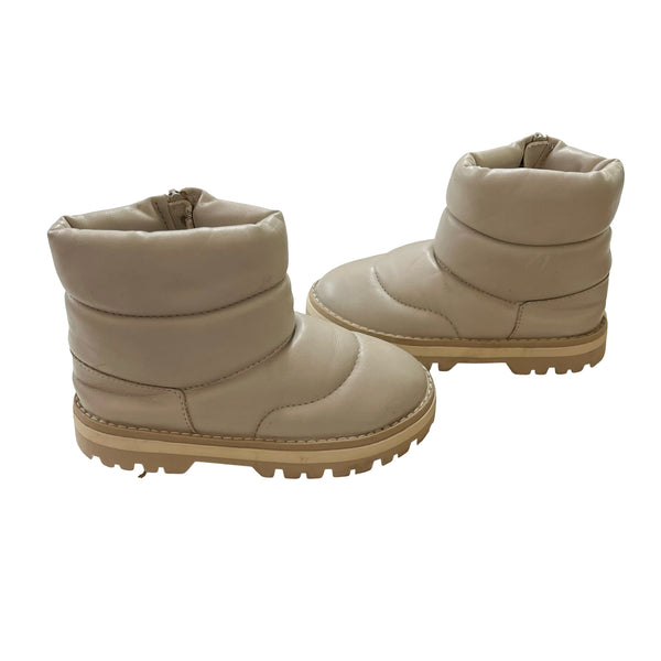 Zara Ivory Faux Leather Puffer Boots - Size 25 (9)