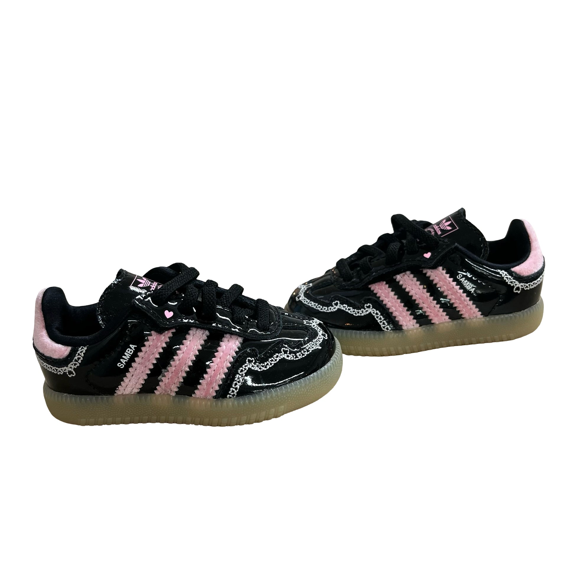 Adidas Samba Black Patent & Pink Sneakers - Size 4K
