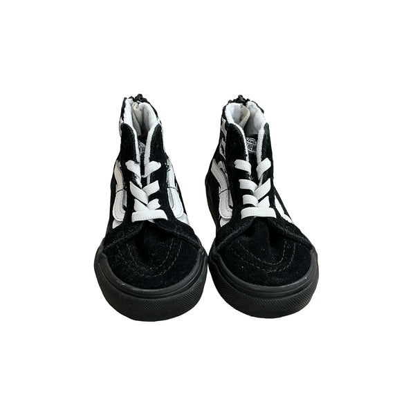 Vans Black & Silver Flame High-Top Sneakers - Size 6