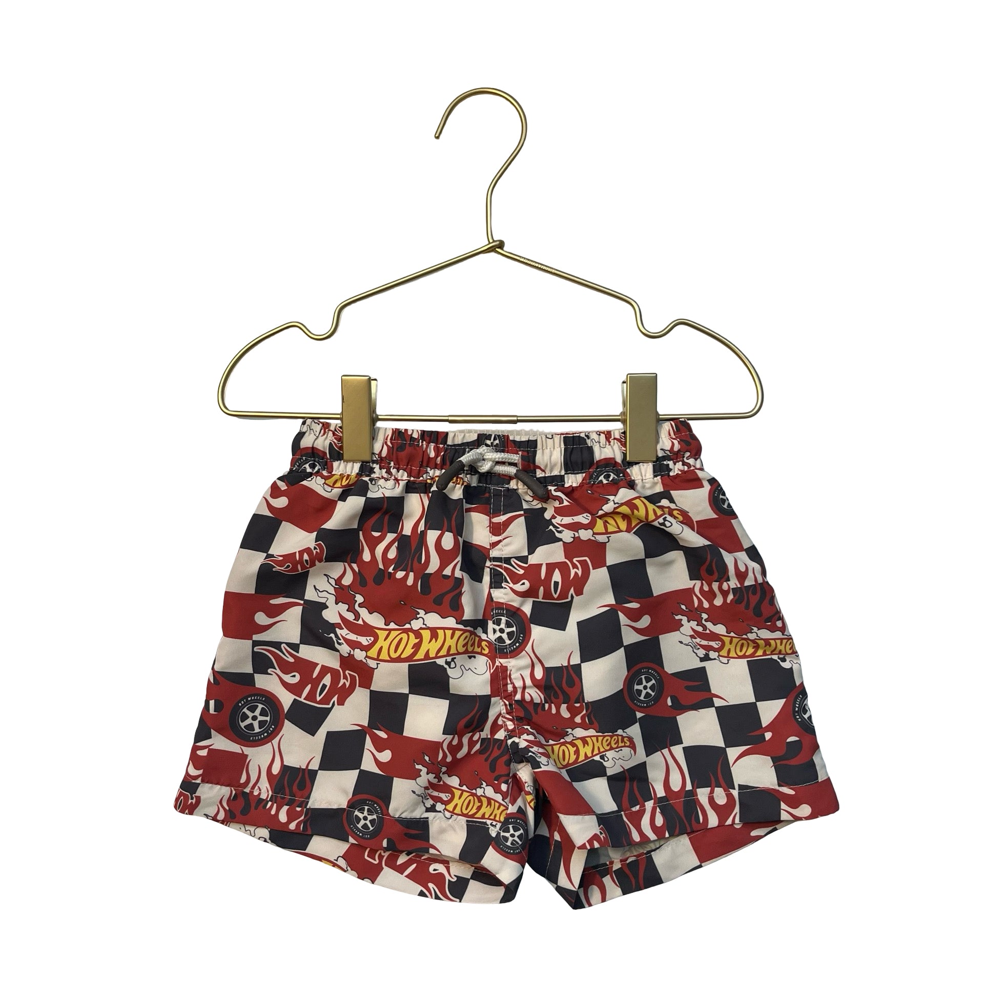 Zara x Hot Wheels Ivory, Red, Black Swim Trunks - Size 4-5
