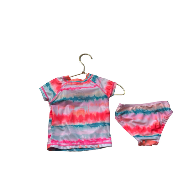 Jumping Beans Ivory, Teal & Pink Tie Dye Unicorn 2 Piece Swimsuit - Size 18 Mo